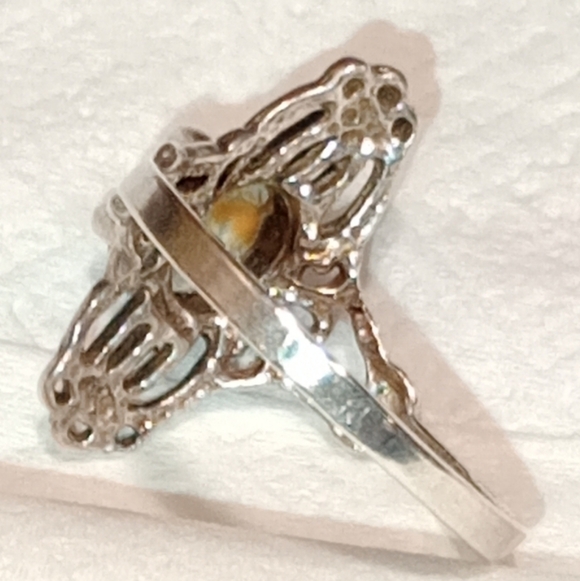 Vintage Art Nouveau/Art Deco Style Sterling Gemstone Ring - Picture 7 of 15